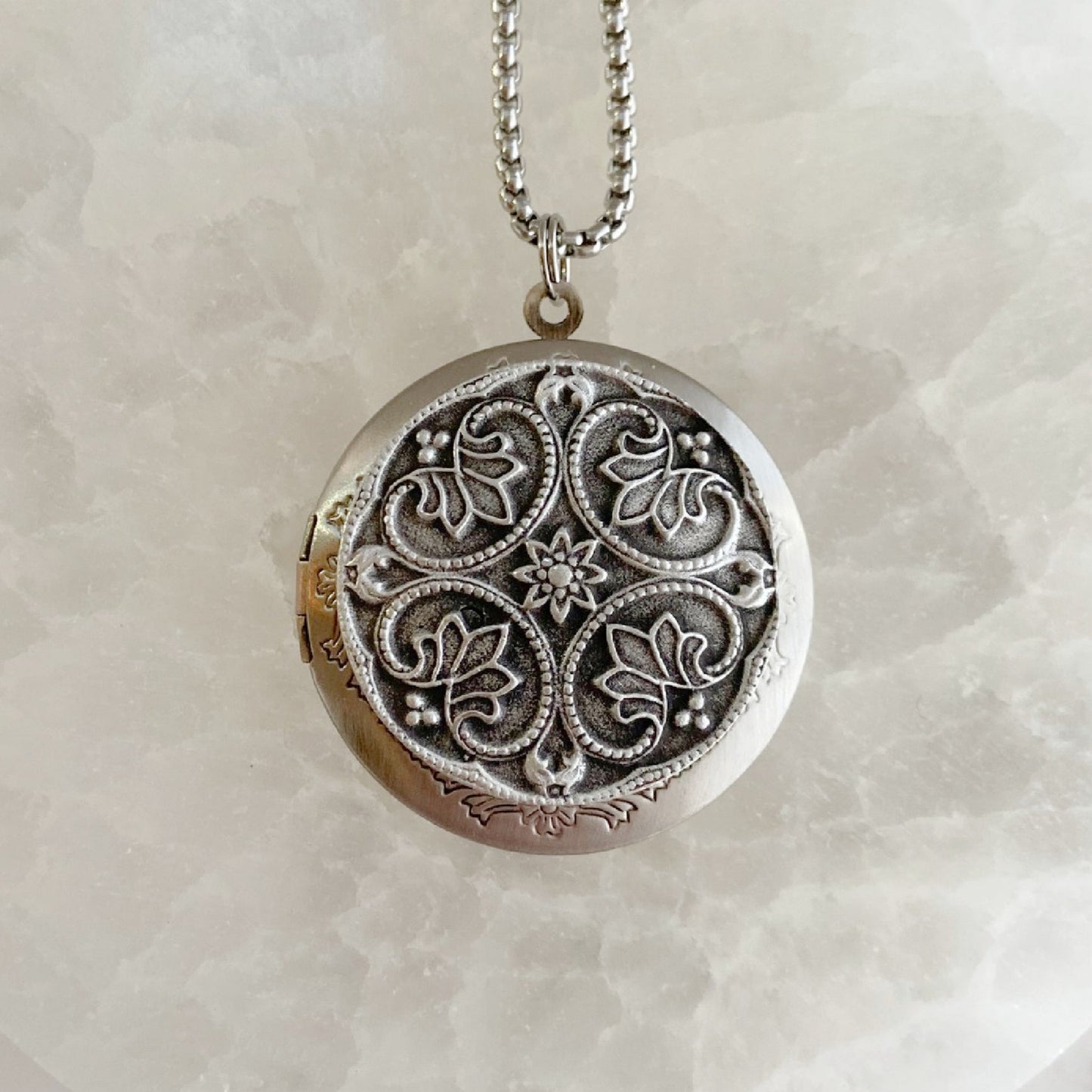 Silver Irish Floral Locket Necklace