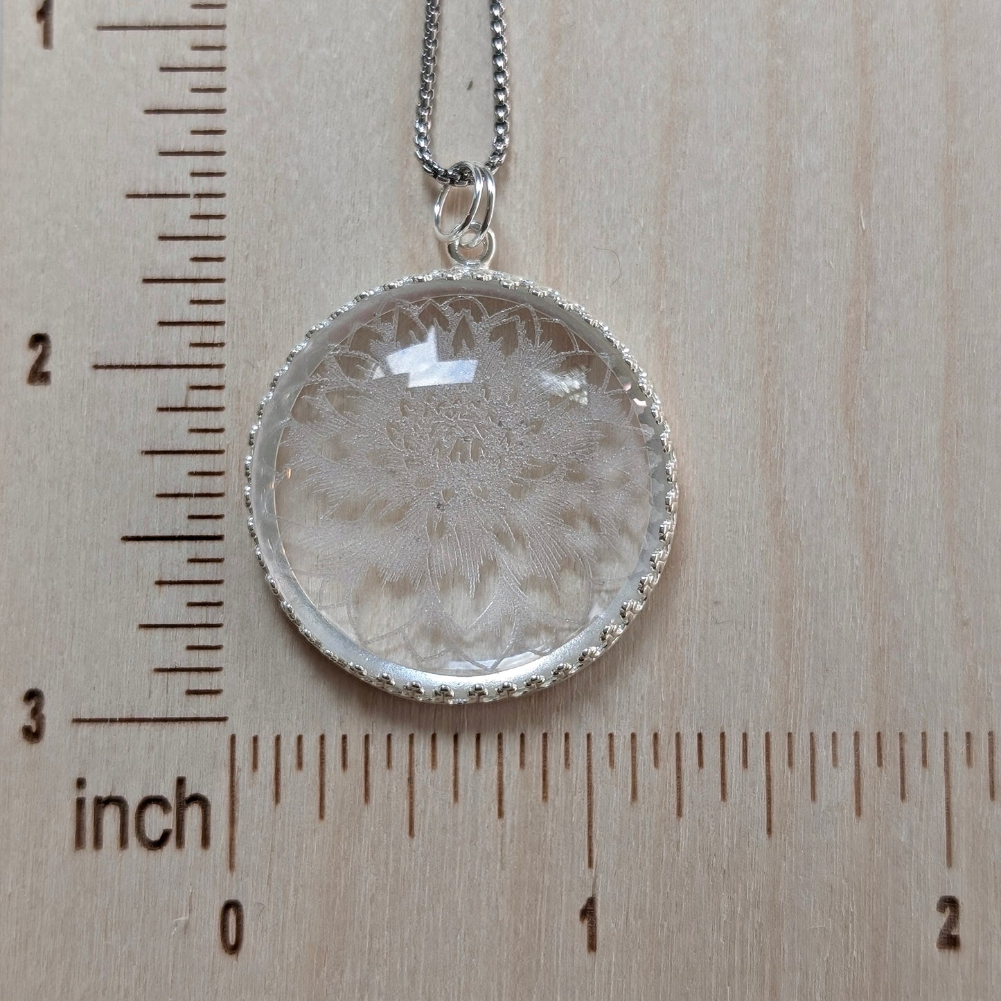Dahlia Flower Etched Glass Necklace
