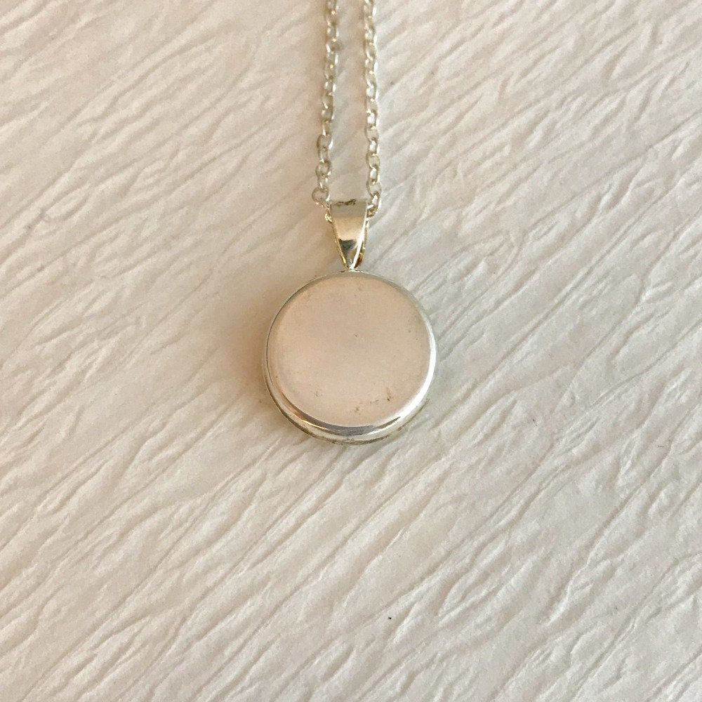Small Silver Working Compass Necklace, ivory face