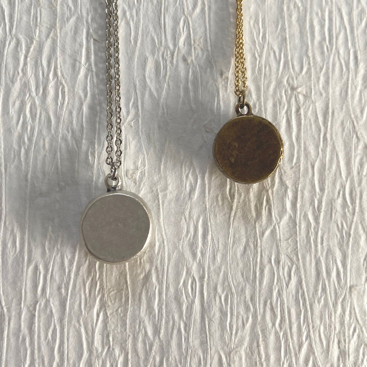 Small Hammered Working Compass Necklace, silver or gold
