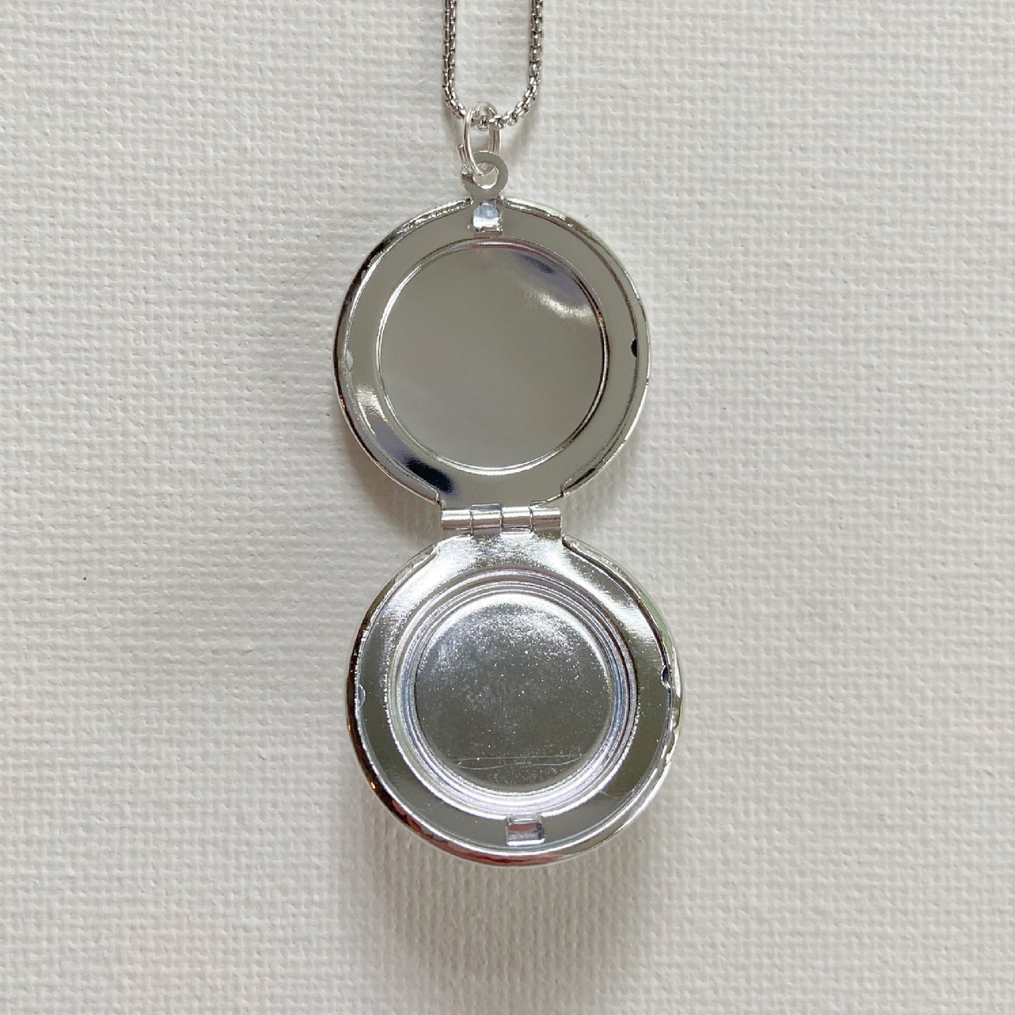 Silver Working Compass Locket Necklace, silver face