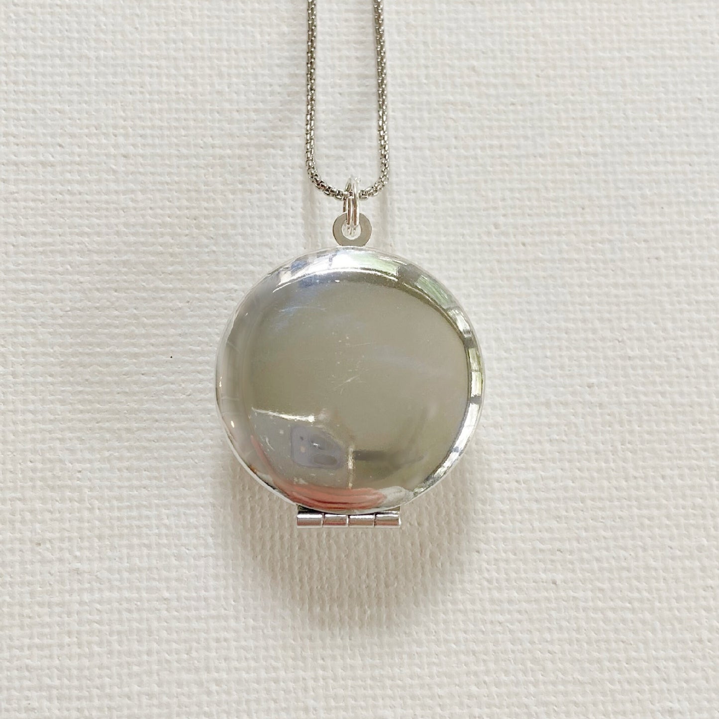 Silver Working Compass Locket Necklace, silver face