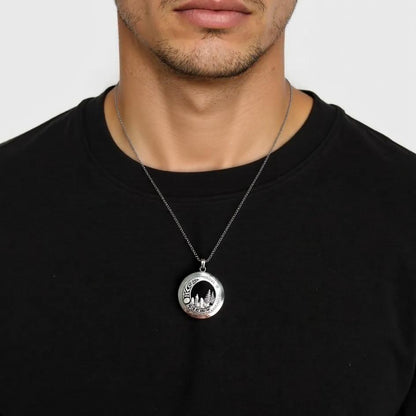 Silver Moon and Mountains Locket Necklace