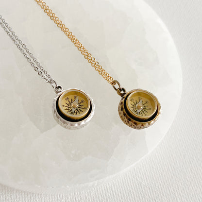 Hammered Working Compass Necklace