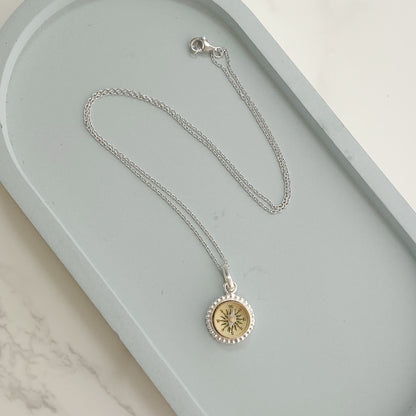 Tiny Sterling Silver Working Compass Necklace