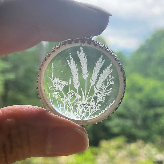 Wildflowers Etched Glass Necklace