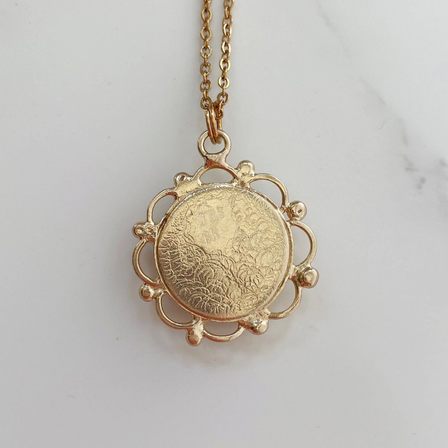 Gold Filigree Working Compass Necklace