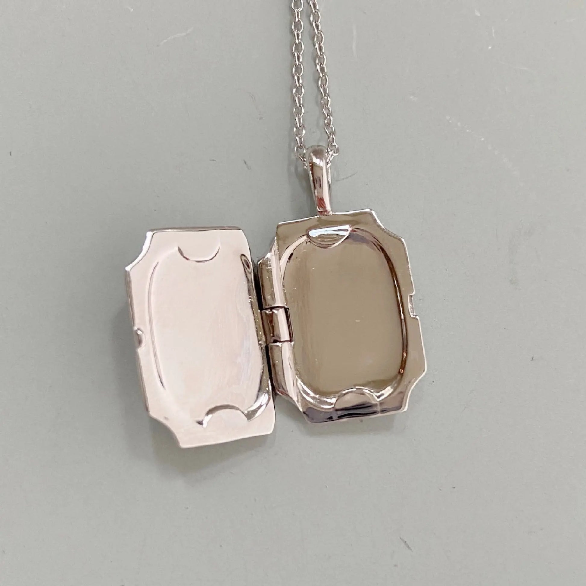 Slim Rectangle Locket, silver or gold 3 Bead Designs