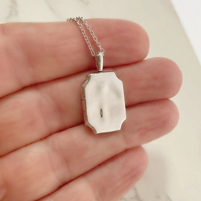 Slim Rectangle Locket, silver or gold 3 Bead Designs