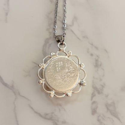 Silver Filigree Working Compass Necklace