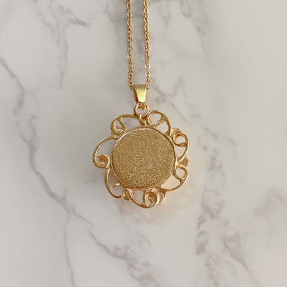 Gold Filigree Working Compass Necklace 3 Bead Designs