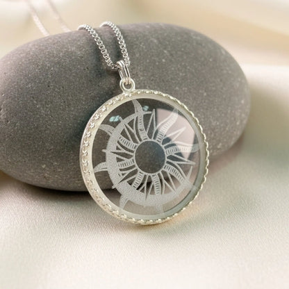 Etched Glass Sun and Moon Necklace 3 Bead Designs