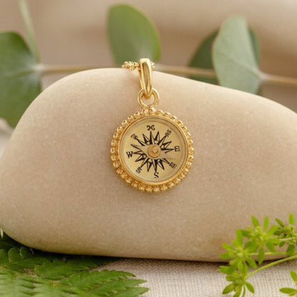 Tiny Gold Working Compass Necklace