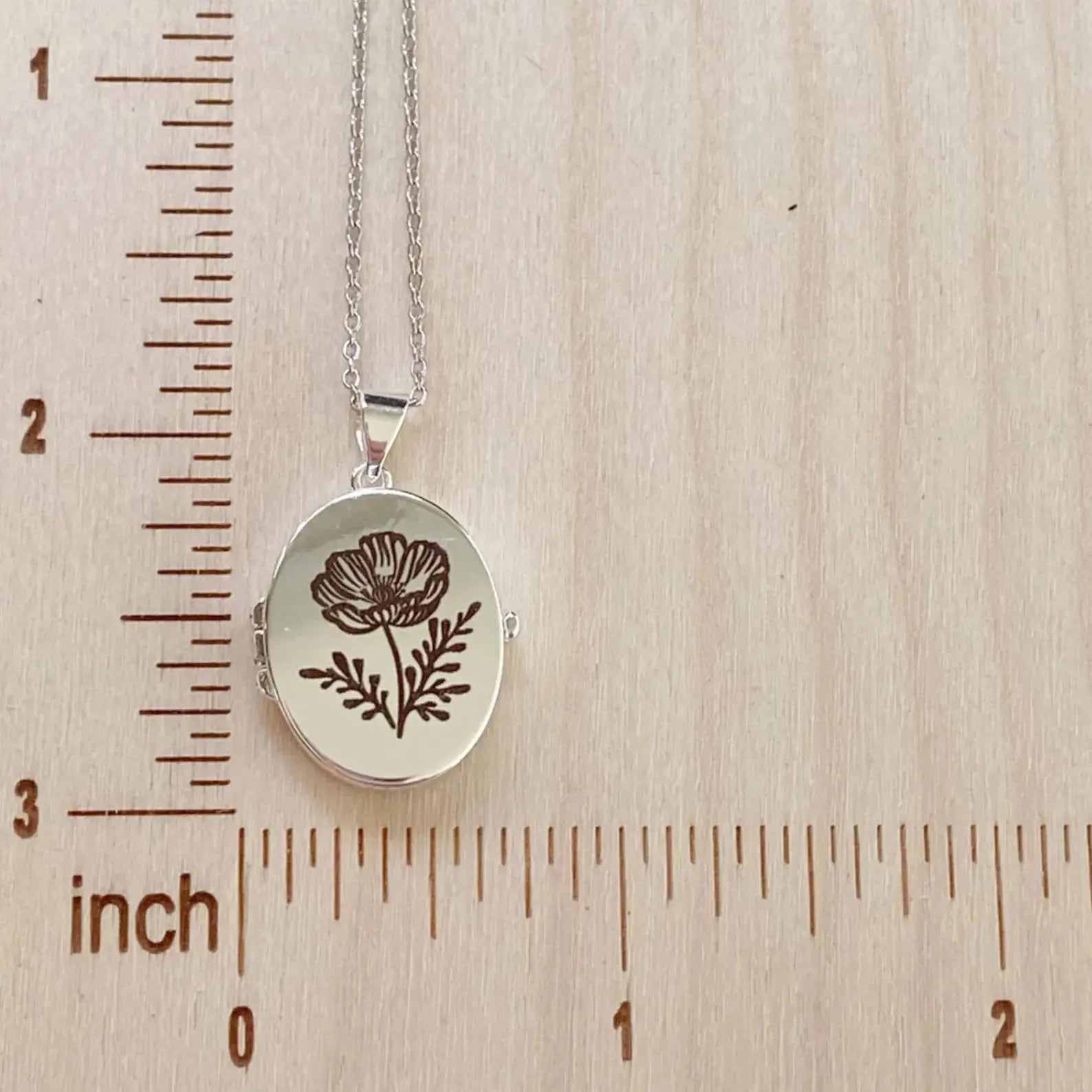 Silver Oval Locket Necklace, Butterfly 3 Bead Designs