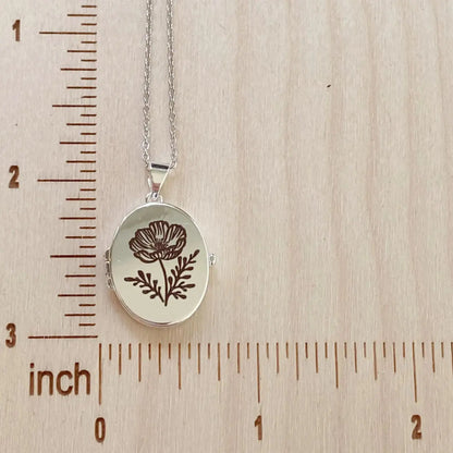 Silver Oval Locket Necklace, Butterfly 3 Bead Designs