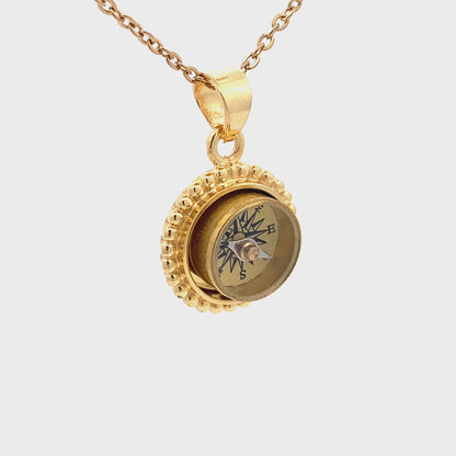 Tiny Gold Working Compass Necklace