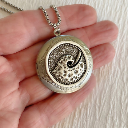 Silver Ocean Wave Locket Necklace