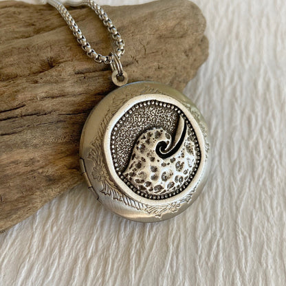 Silver Ocean Wave Locket Necklace