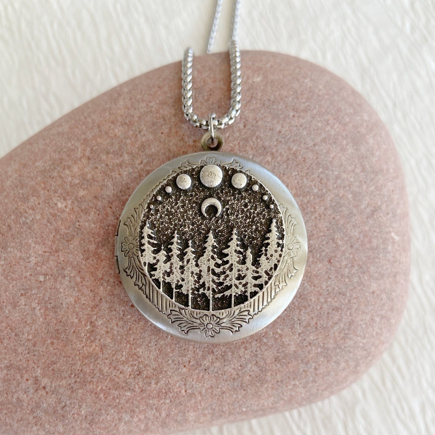 Moonlit Trees Locket Necklace