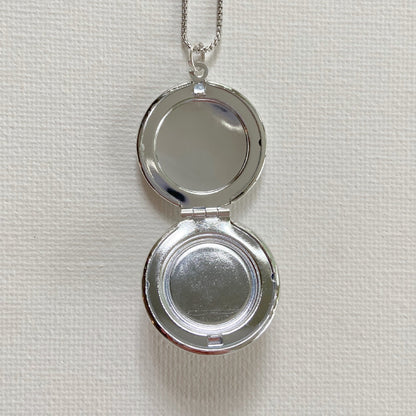 Silver Working Compass Locket Necklace