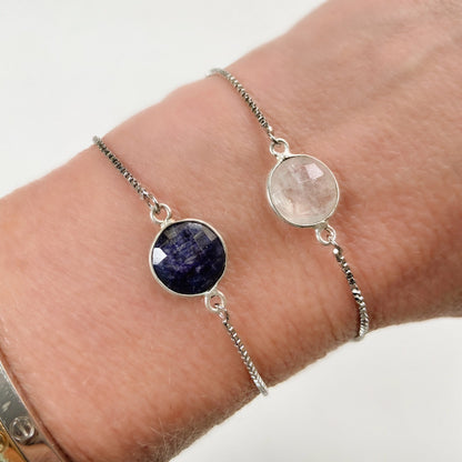 Dainty Silver Natural Gemstone Bracelet