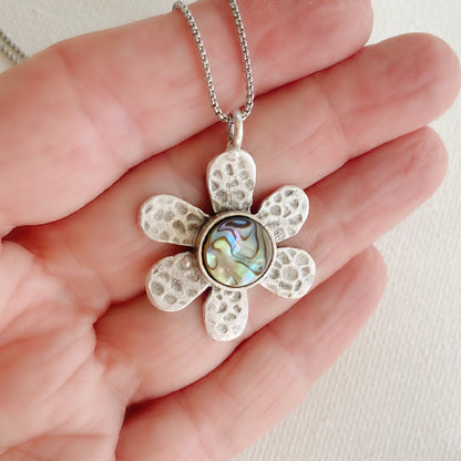 abalone shell flower pendant