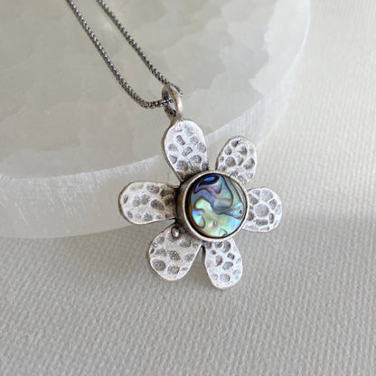 Abalone Daisy Pendant Necklace