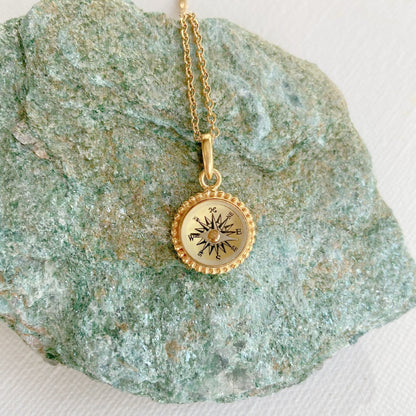 Tiny Gold Working Compass Necklace