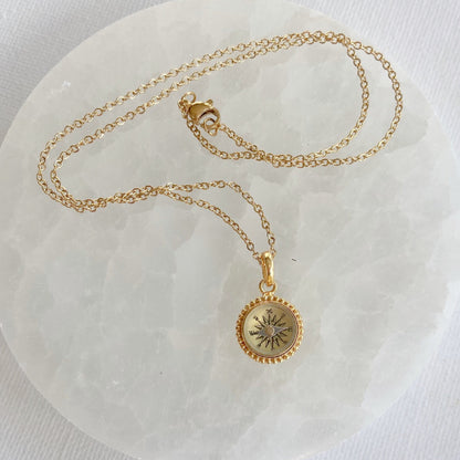 Tiny Gold Working Compass Necklace