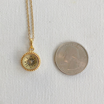 Tiny Gold Working Compass Necklace