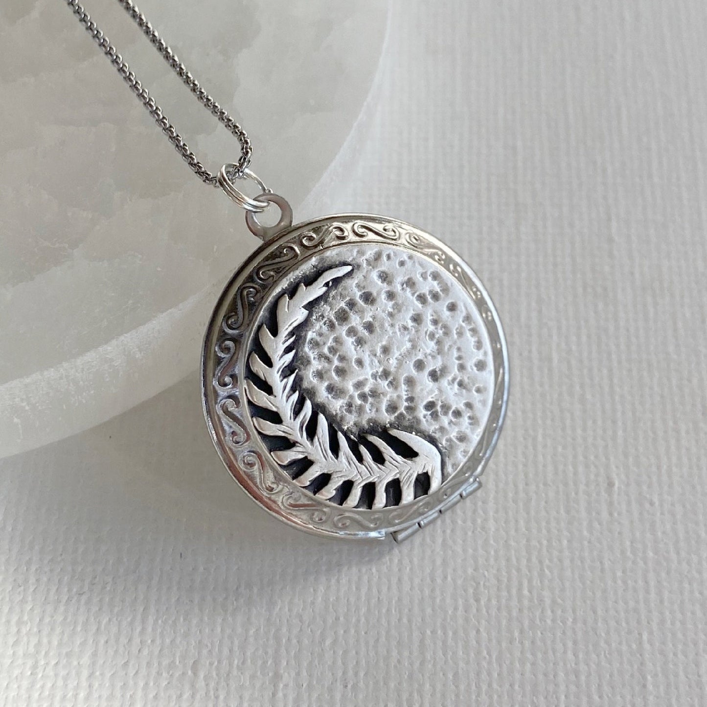 Silver Fern Locket Necklace