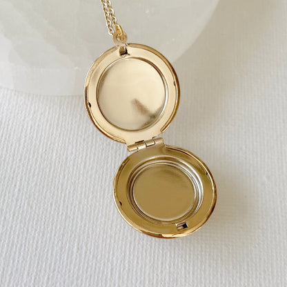 Gold Working Compass Locket Necklace