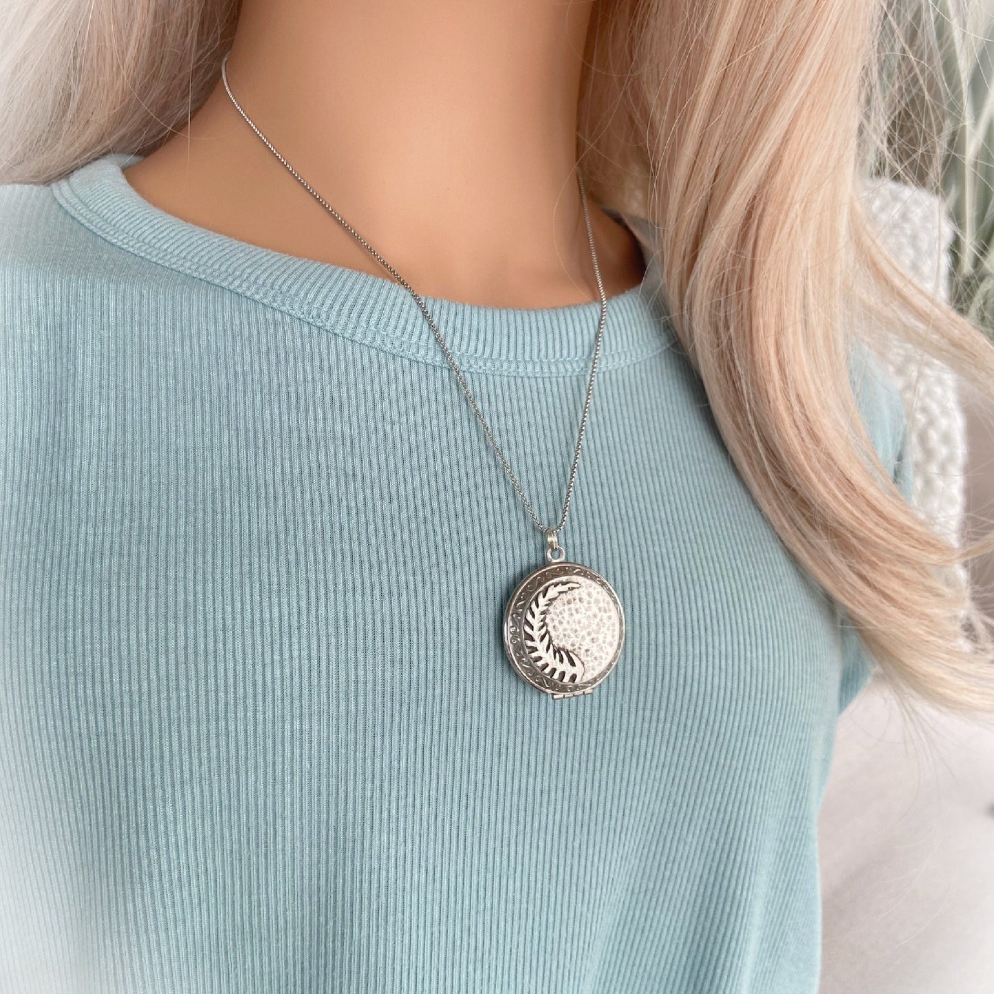 Silver Fern Locket Necklace